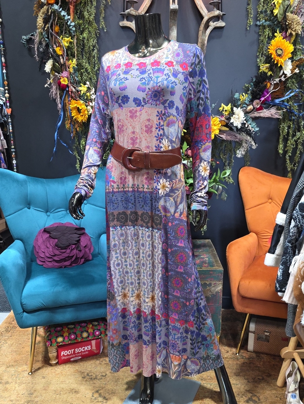 NATURAL LIFE Purple Floral Patchwork Maxi Dress